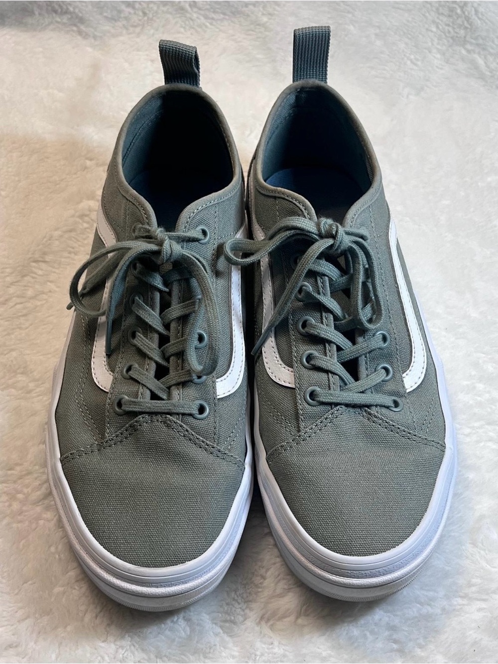 Vans Men's Canvas Sneakers in Sage Green with White Side Stripe